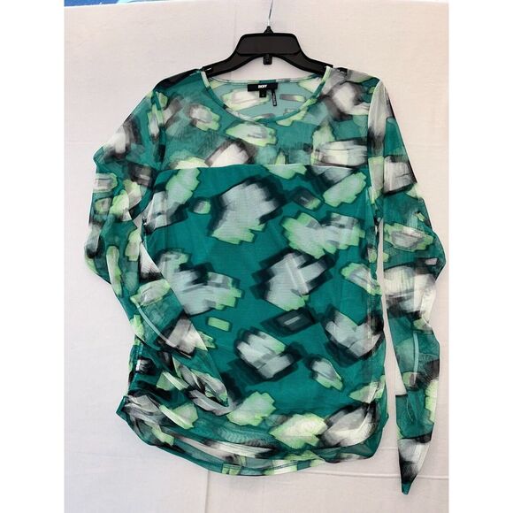 Dkny Tops - DKNY Womens Floral Print Sheer Blouse Top Size Large